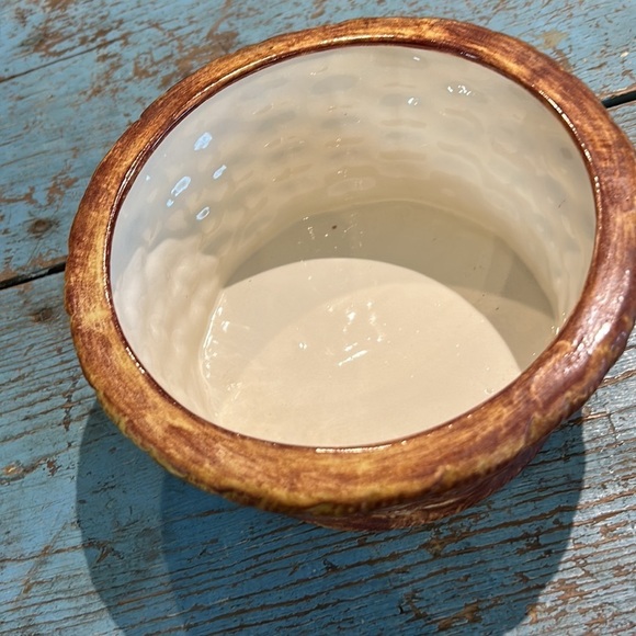 Vintage Canister Lid Fruit Woven Basket 1971 Handmade Apples Grapes Harvest MCM - Picture 5 of 6